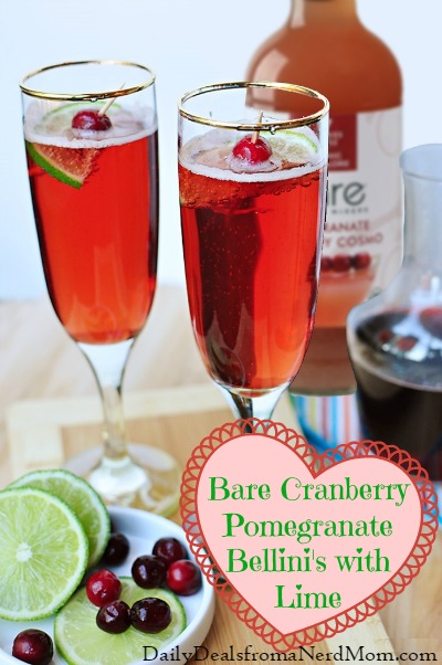 Bare Cranberry Pomegranate Bellini's with Lime‏ Cocktail