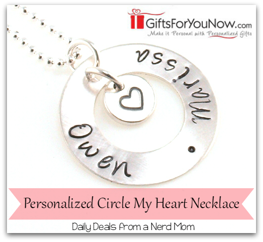 Personalized Circle My Heart Necklace from GiftsForYouNow.com >> Daily Deals from a Nerd Mom