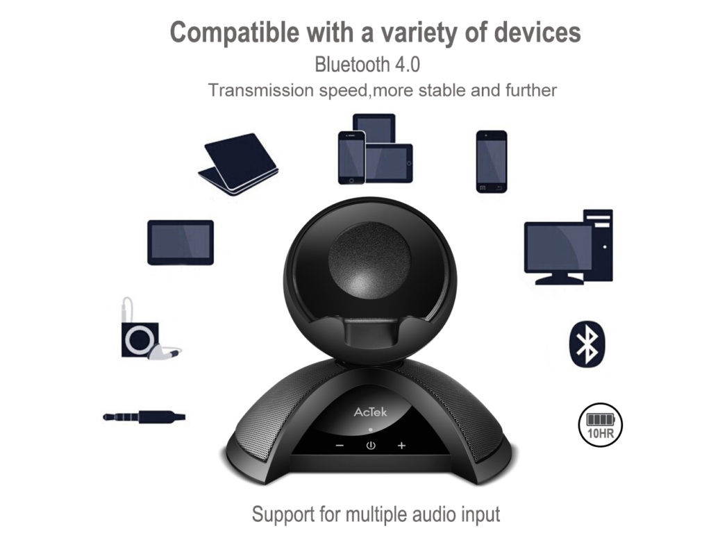 AcTek Sundock Wireless Bluetooth Speaker and Phone Stand