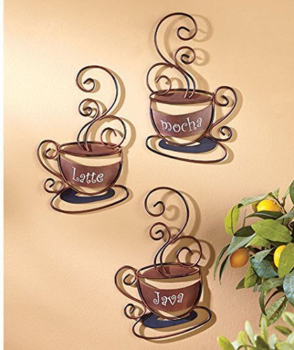 Metal Coffee Cups Decorative Wall Plaques