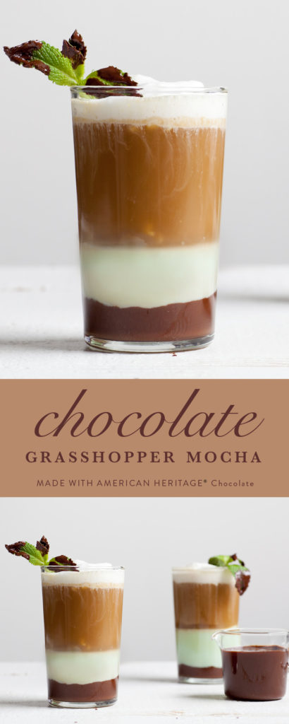 Chocolate Grasshopper Mocha with Chocolate Dipped Mint Leaves