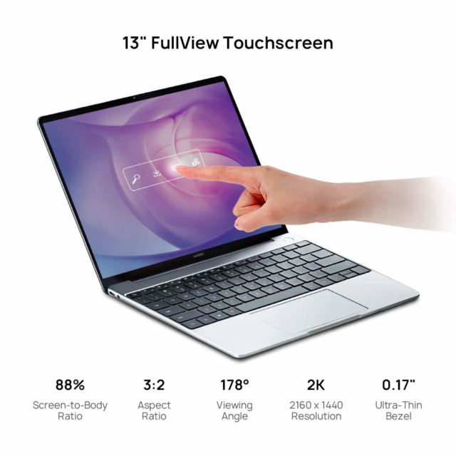 Huawei Matebook 13 Signature Edn. Laptop - 13" 2K Touch, 8th Gen i5, 8 GB RAM, 256 GB SSD, Office 365 Personal 1-Year, Silver(Us Warranty)