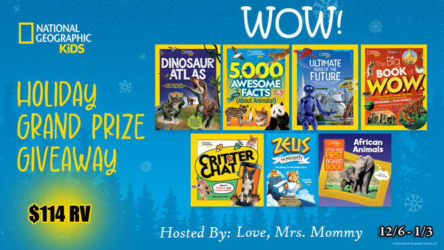 $116 National Geographic Kids Holiday 7-Book Prize Pack Giveaway! {US, 1/3/23}