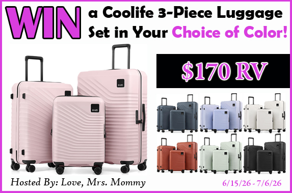 $170 Coolife 3-Piece Hardside Luggage Set Giveaway {US, Ends 7/6/26}